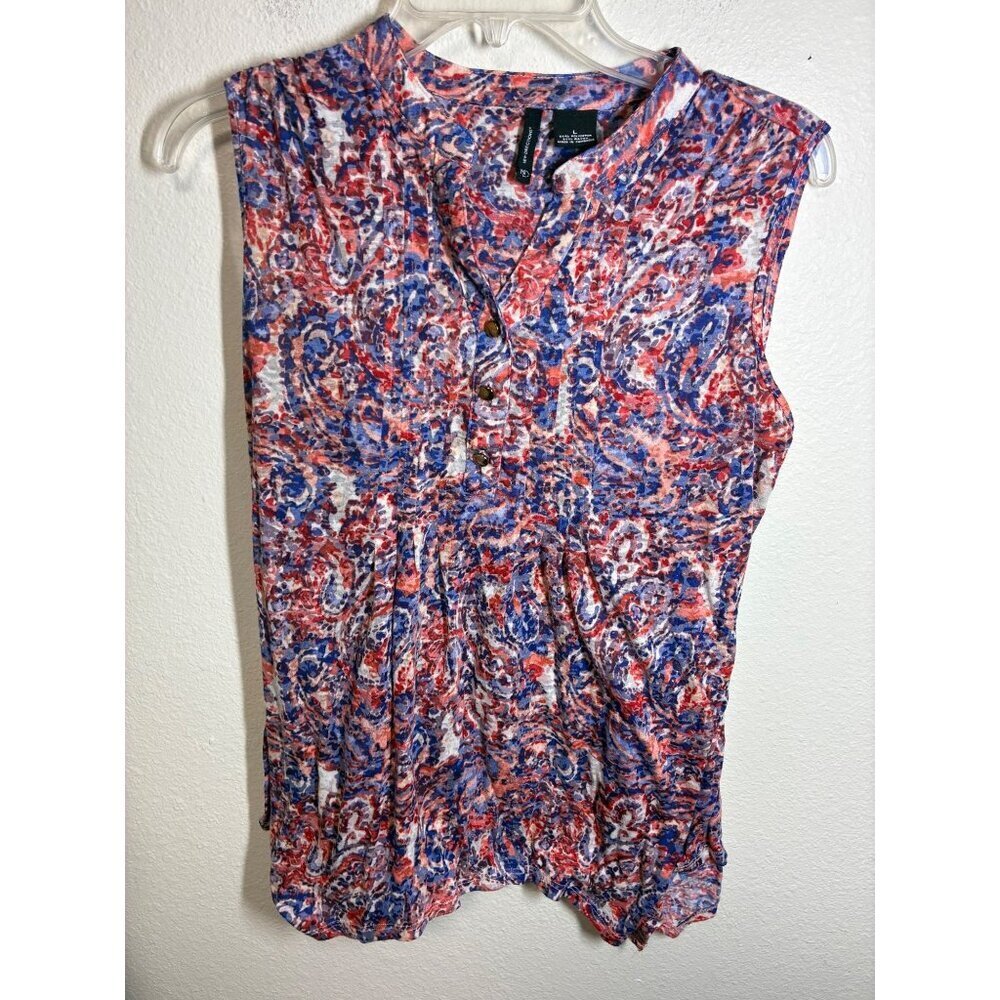 New Directions Tank Top Casual Paisley Boho Colorful Preppy Size Large